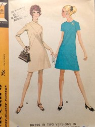 2471 McCalls 1970 Short - Long Sleeve Seamed Dress Pattern 18 1/2 41 Bust